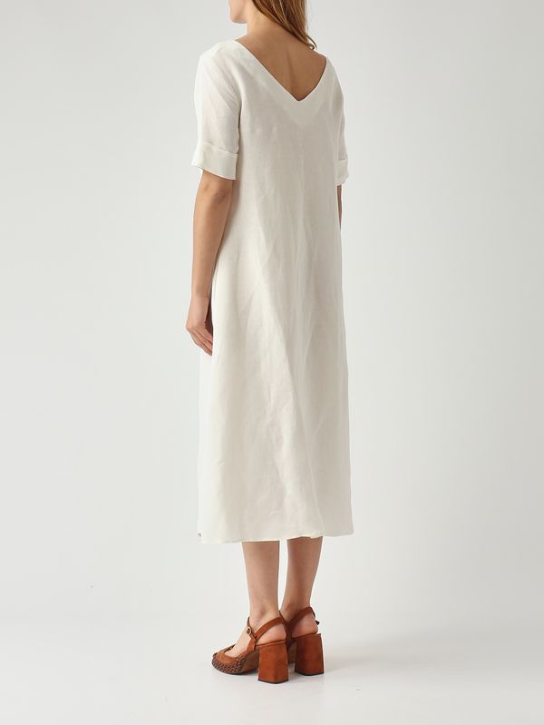 4. Damenkleid aus Leinen und Viskose Weiß Maliparmi jf670940106