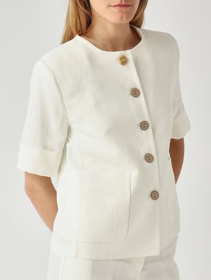 5. Women's linen and viscose jacket White