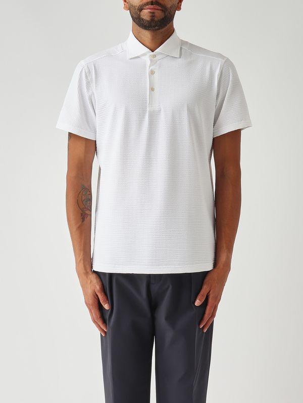 1. Herren-Poloshirt aus technischem Seersucker-Gewebe Weiß Guglielminotti s371gjp