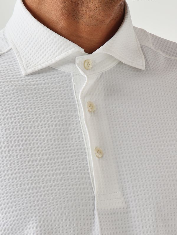 5. Herren-Poloshirt aus technischem Seersucker-Gewebe Weiß Guglielminotti s371gjp