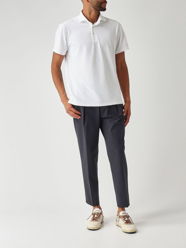 2. Herren-Poloshirt aus technischem Seersucker-Gewebe Weiß Guglielminotti s371gjp