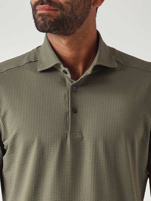 5. Herren-Poloshirt aus technischem Seersucker-Gewebe Militärisch Guglielminotti s371gjp