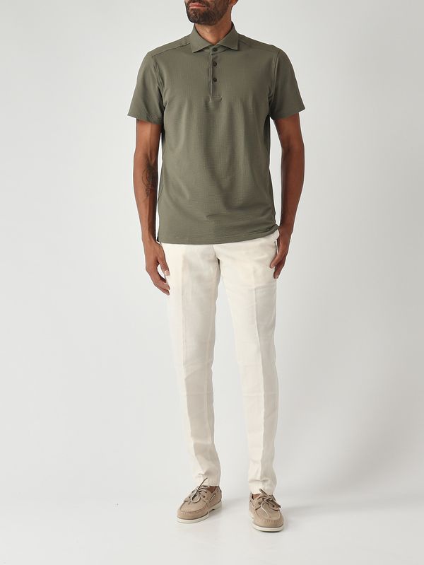 2. Herren-Poloshirt aus technischem Seersucker-Gewebe Militärisch Guglielminotti s371gjp