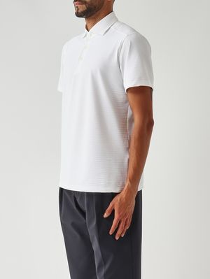 3. Herren-Poloshirt aus technischem Seersucker-Gewebe Weiß