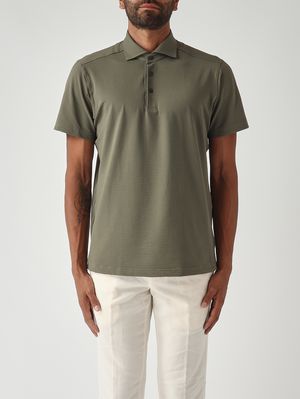 1. Herren-Poloshirt aus technischem Seersucker-Gewebe Militärisch
