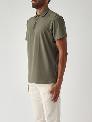 3. Herren-Poloshirt aus technischem Seersucker-Gewebe Militärisch