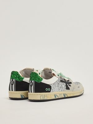 3. Zapatillas deportivas para mujer BSKT Clayd 8165 de piel y algodón. Plata-Negro