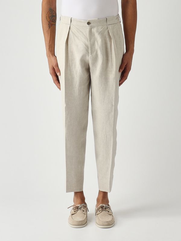 1. Pantalone uomo PortobelloS in lino Tortora Briglia portobellos300118