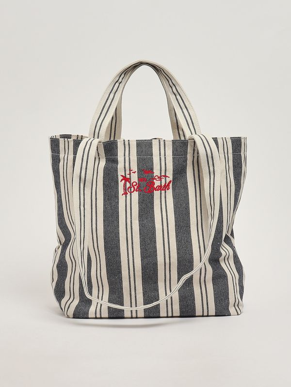 Women's Essential Beach cotton tote bag Big Strip V 6141 Emb MC2 Saint Barth