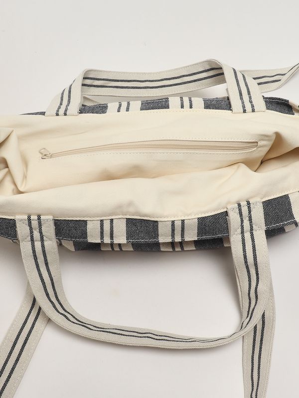 3. Women's Essential Beach cotton tote bag Big Strip V 6141 Emb MC2 Saint Barth ebec001