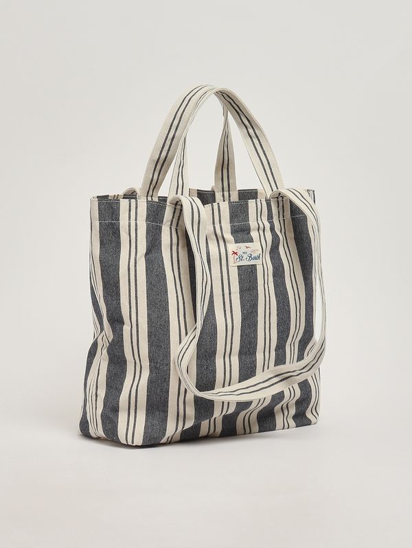 2. Women's Essential Beach cotton tote bag Big Strip V 6141 Emb MC2 Saint Barth ebec001