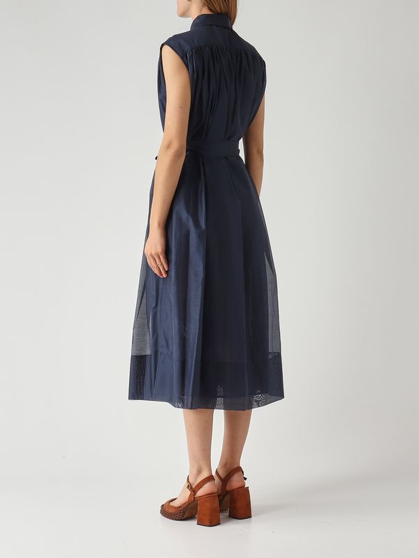 4. Vestido de mujer de gasa con efecto seda. Azul Noche Meimeij m6ef06