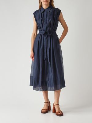 2. Vestido de mujer de gasa con efecto seda. Azul Noche