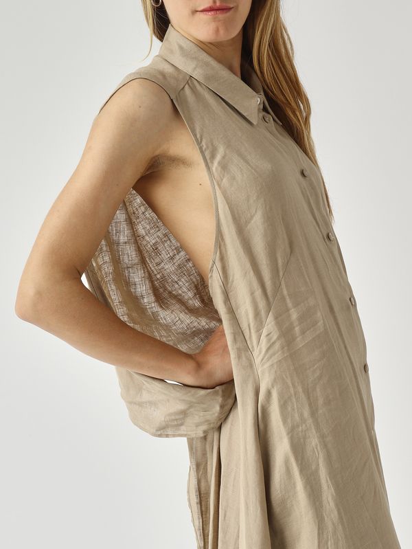 5. Damenkleid aus Leinen Travertin Meimeij m6en06