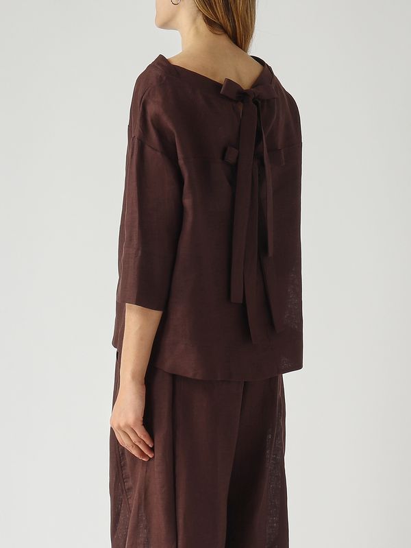 4. Damenbluse aus Leinen Moka Meimeij m6en09