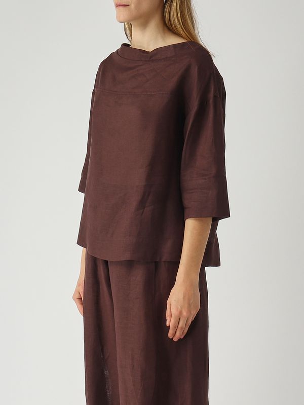 3. Damenbluse aus Leinen Moka Meimeij m6en09
