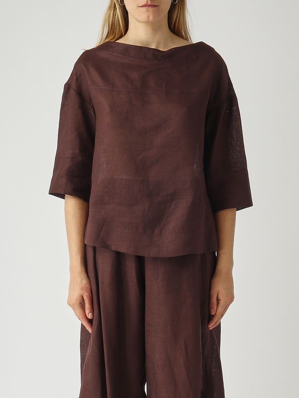 1. Damenbluse aus Leinen Moka Meimeij m6en09