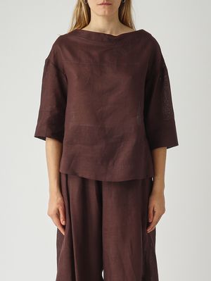 1. Damenbluse aus Leinen Moka