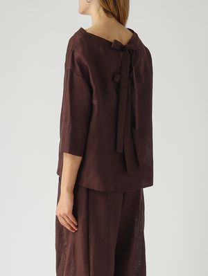 4. Damenbluse aus Leinen Moka