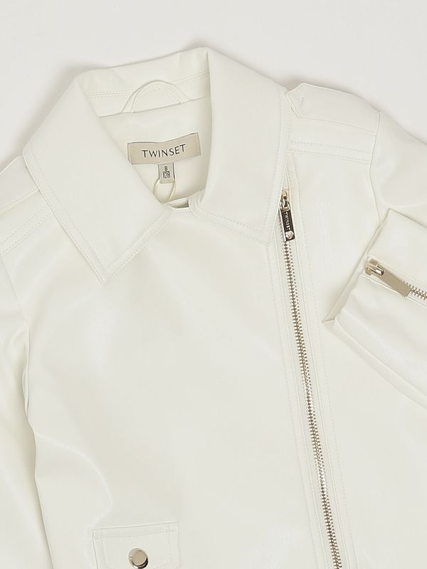 3. Faux leather jacket for girls White Twinset 261gj2053