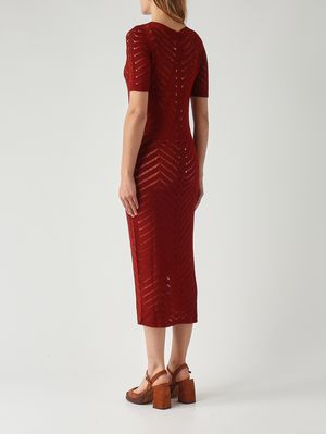 4. Robe en maille à chevrons pour femme Marron