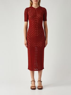 1. Robe en maille à chevrons pour femme Marron