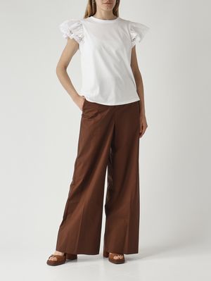2. Pantalon femme en coton stretch Café
