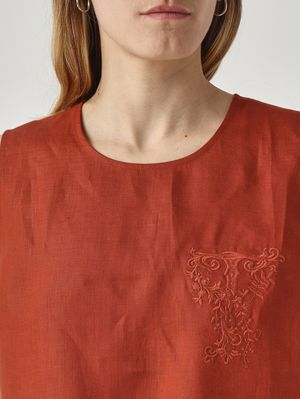 5. Top donna in lino Marrone
