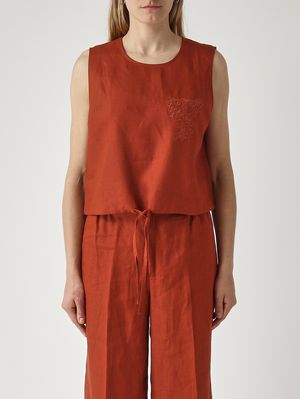 1. Top donna in lino Marrone