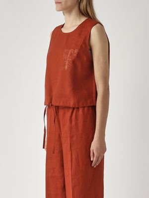 3. Top donna in lino Marrone