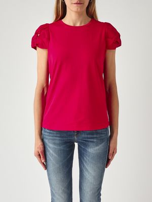 1. Damen-T-Shirt aus Baumwolle Lippenstiftrot
