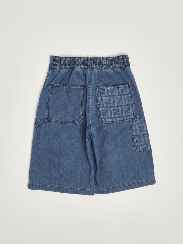 2. Bermuda bambino in denim di cotone Blu Denim Fendi jmf584avwi
