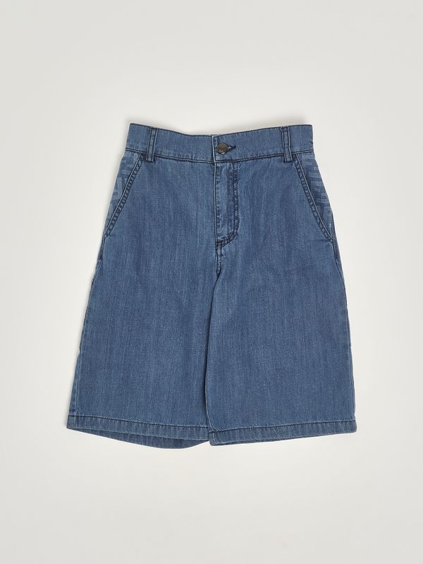 Bermuda bambino in denim di cotone Blu Denim Fendi