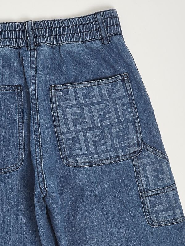 3. Bermuda bambino in denim di cotone Blu Denim Fendi jmf584avwi