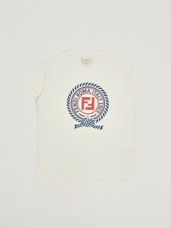 1. T-shirt en jersey de coton pour garçon Craie Fendi jmi5127aj