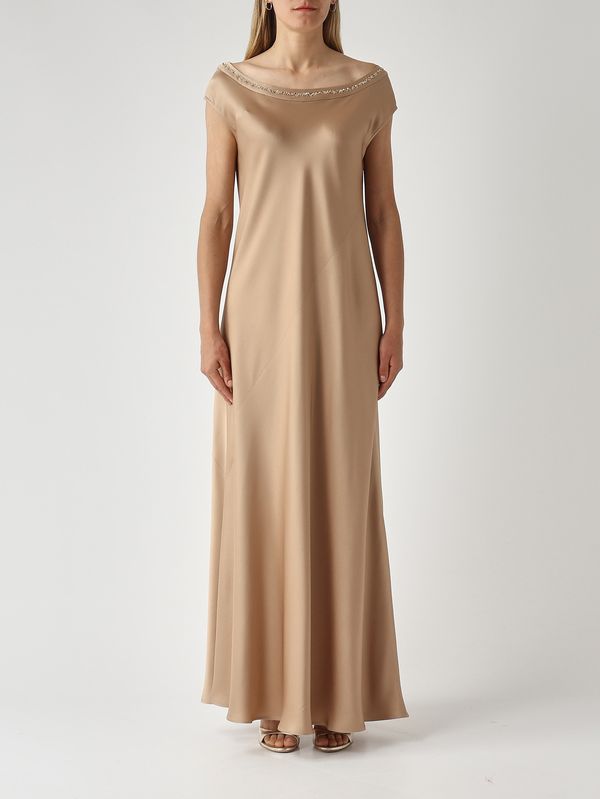 1. Women's satin dress Gold Antonelli q6789