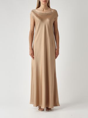 1. Women's satin dress Gold