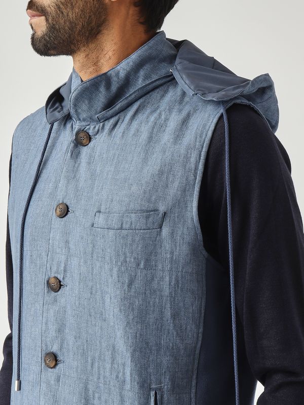 5. Gilet uomo in lino Blu Denim Gran Sasso 7819257804