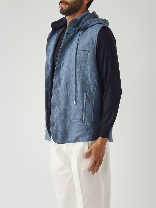 3. Gilet uomo in lino Blu Denim Gran Sasso 7819257804