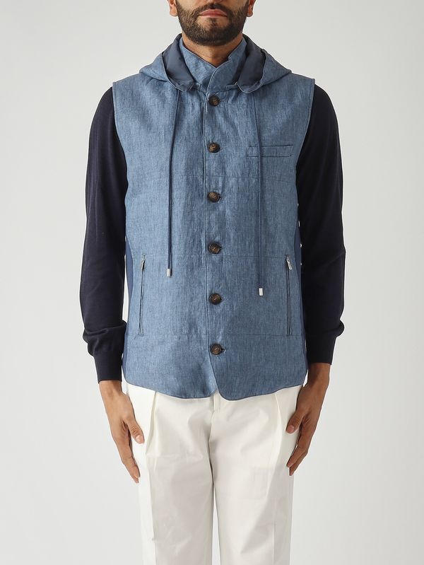 1. Gilet uomo in lino Blu Denim Gran Sasso 7819257804