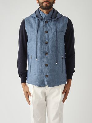 1. Gilet uomo in lino Blu Denim