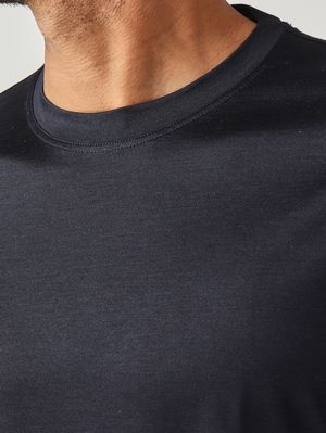 5. T-shirt uomo in seta Blu Navy