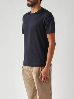 3. T-shirt uomo in seta Blu Navy