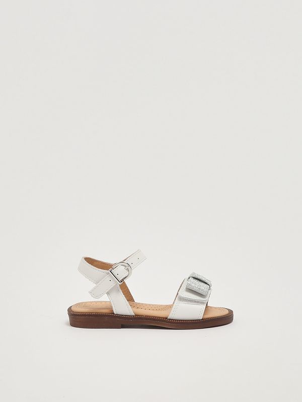 1. Mädchen-Sandalen aus Leder Weiß-Silber Dianetti 1688