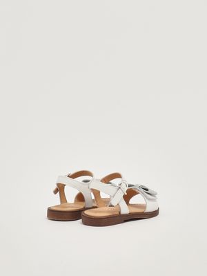 3. Mädchen-Sandalen aus Leder Weiß-Silber