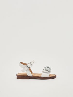 1. Mädchen-Sandalen aus Leder Weiß-Silber