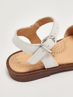 5. Mädchen-Sandalen aus Leder Weiß-Silber