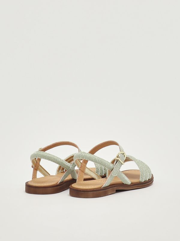 3. Mädchen-Sandalen aus Leder Platin Dianetti 1655