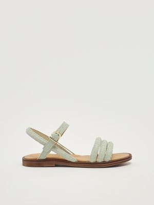 1. Mädchen-Sandalen aus Leder Platin