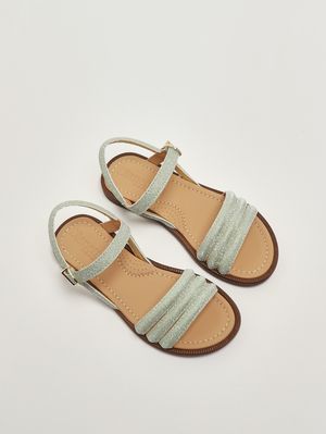 2. Mädchen-Sandalen aus Leder Platin